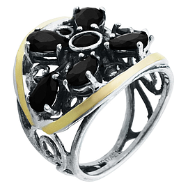 Серебряное кольцо с золотом "Цветок Пустыни"