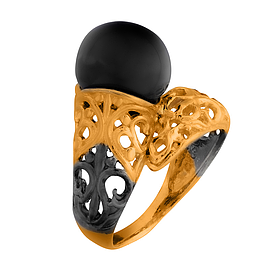 טבעת כסף "פעמון ים" בציפוי זהב ורוטניום