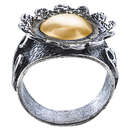 Серебряное кольцо с золотом " Солнце Ацтеков"