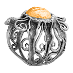 Кольцо "Солнышко" из серебра с золотом