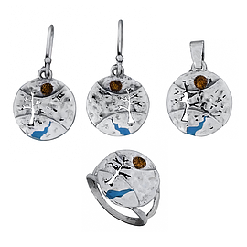 Silver Set with Enamel