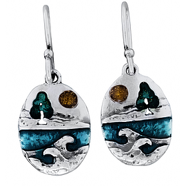 Silver Earrings with Enamel