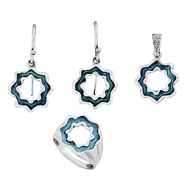 Silver Set with Enamel