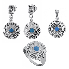 Silver Set with Enamel