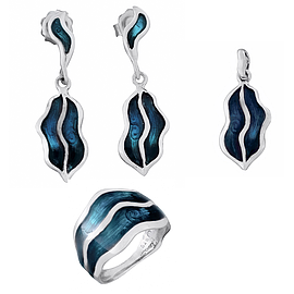 Silver Set with Enamel