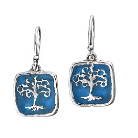 Silver Earrings with Enamel