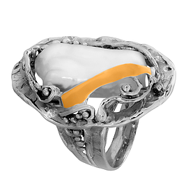 Silver and Gold Pearl Ring "Aphrodite"