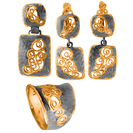 Silver set gold plated