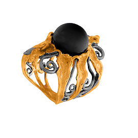 Серебряное кольцо с золотым и рутениевым покрытием