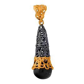 Silver pendant "Sea Bell" with gold & ruthenium plating
