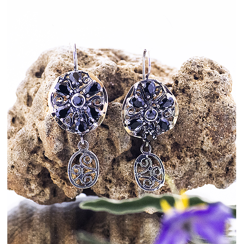 Silver and Gold Earrings "Sand Flower"