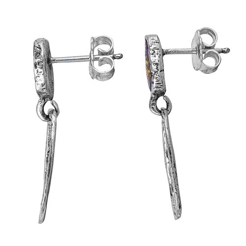 Silver Earrings with Enamel