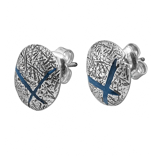 Silver Earrings with Enamel