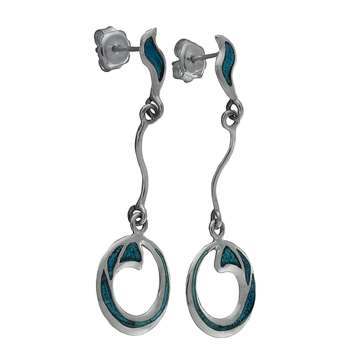 Silver Earrings with Enamel