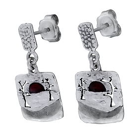 Silver Earrings with Enamel