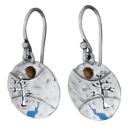 Silver Earrings with Enamel