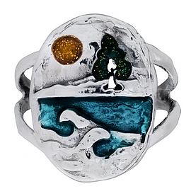 Silver Ring with Enamel