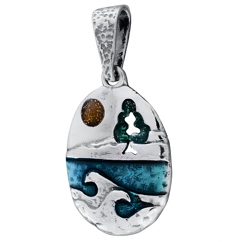 Silver Pendant with Enamel