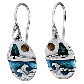 Silver Earrings with Enamel