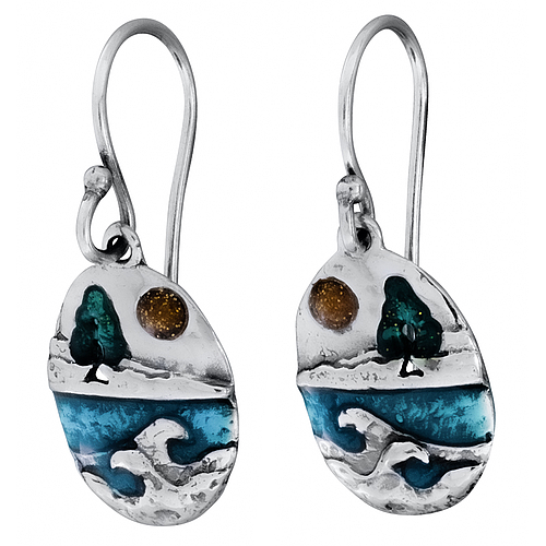 Silver Earrings with Enamel