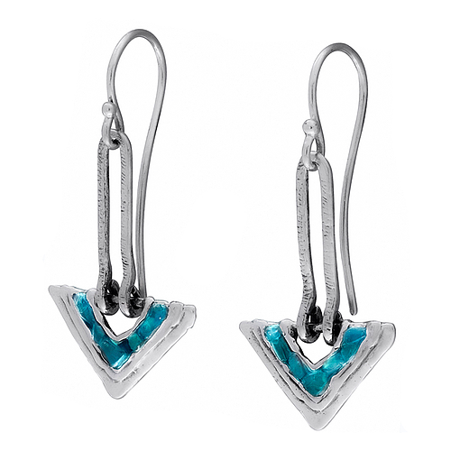 Silver Earrings with Enamel