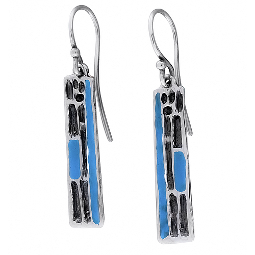 Silver Earrings with Enamel