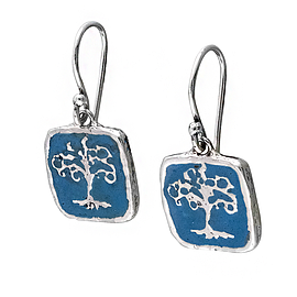 Silver Earrings with Enamel