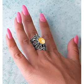 Silver and Gold Ring "Sun"