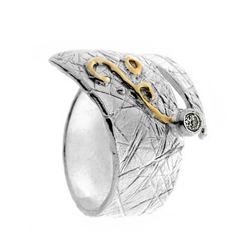 Серебряное кольцо с золотом