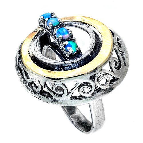 Серебряное кольцо с золотом