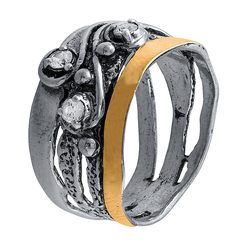 Серебряное кольцо с золотом