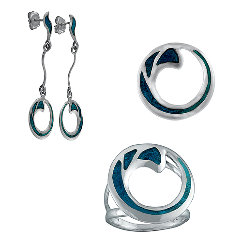 Silver Set with Enamel