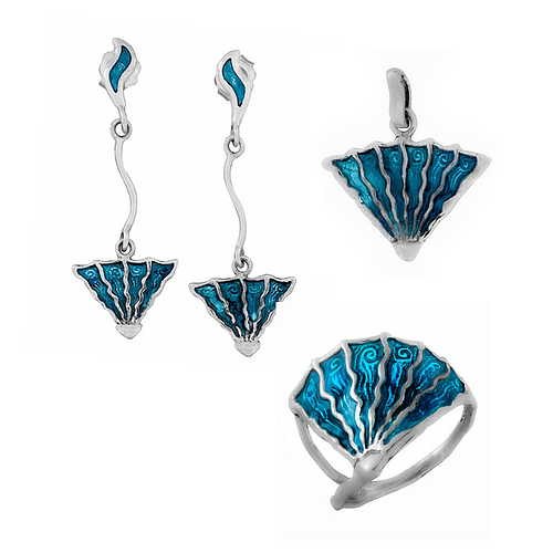 Silver Set with Enamel ''Medusa''