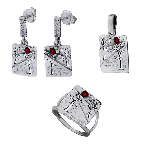 Silver Set with Enamel "Autumn"