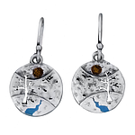 Silver Earrings with Enamel