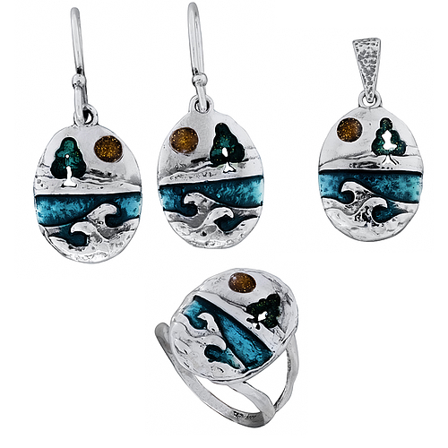 Silver Set with Enamel