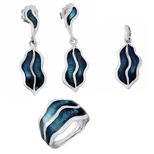 Silver Set with Enamel