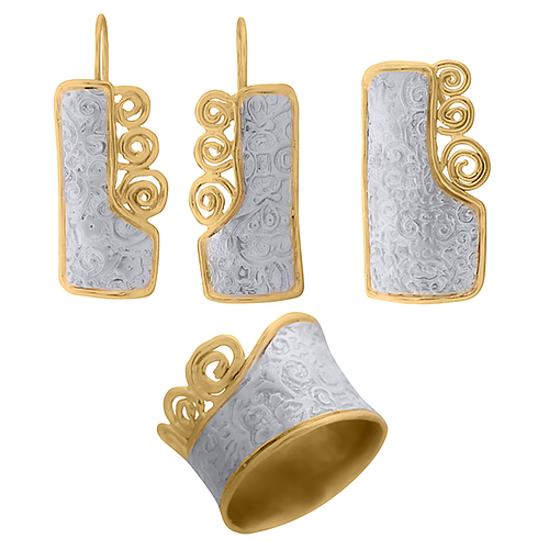 Silver set gold plated