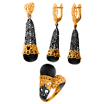 Silver set ''Sea Bell'' gold & ruthenium plated