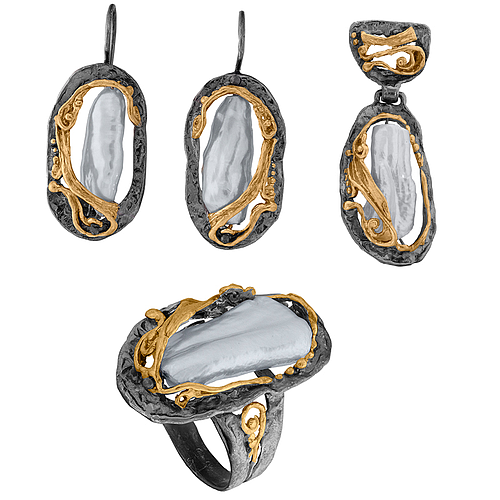 Silver set gold & ruthenium plated "Aphrodite"